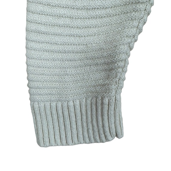 Madewell Greensboro Button back Sweater Size Medium Cream Blue Colorblock Knit - Picture 5 of 8